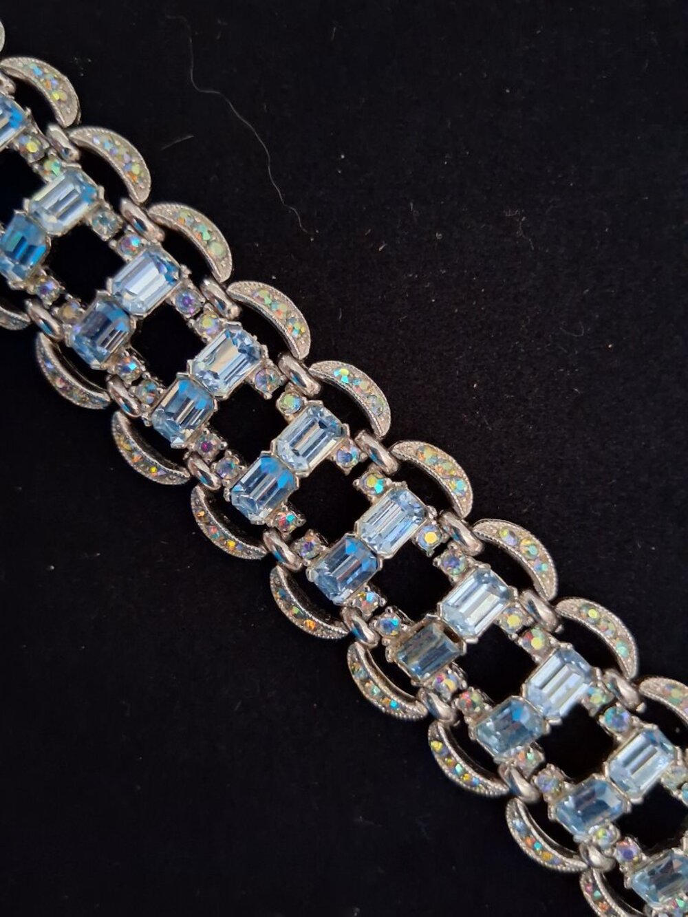 Bogoff Vintage Silver Tone Bracelet with Light Blue and Clear Crystals